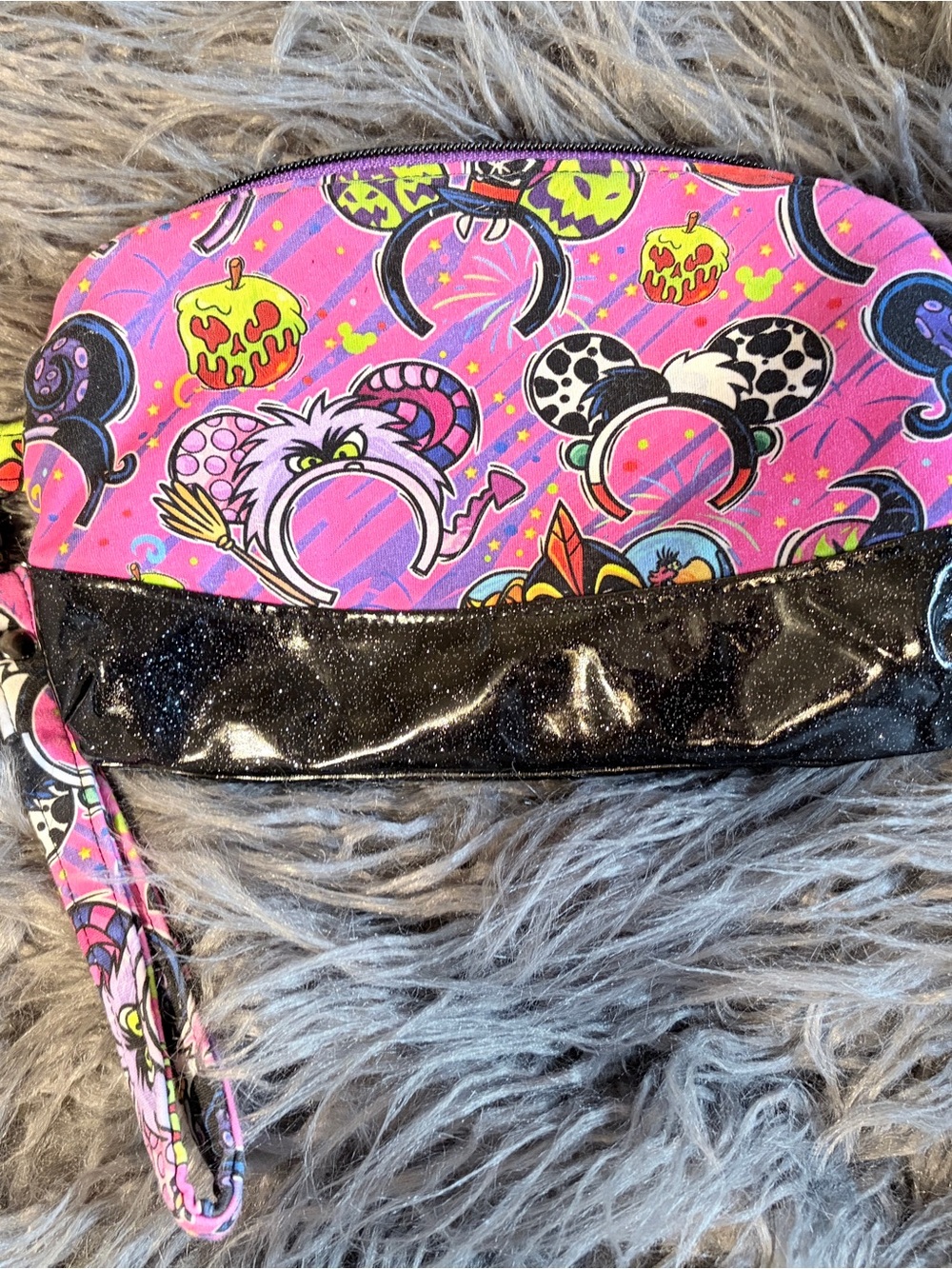 Custom Pink Halloween Ears Cosmetic Wristlet